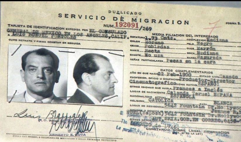 Servicio Inmigración México Luis Buñuel. ARCHIVO CASA MEXICO