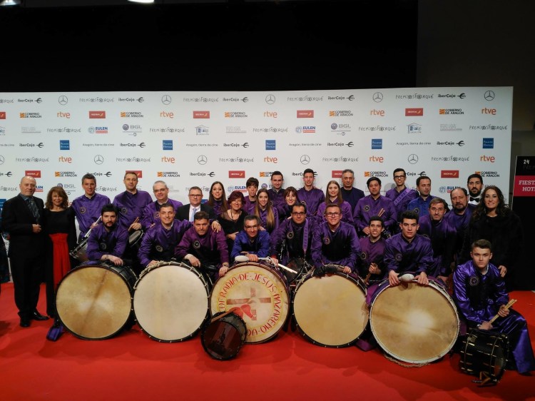 Tambores y Bombos de Calanda en la Gala de los XXIV Premios Forqué (Zaragoza, 12/01/2019) - Foto de "La Comarca"