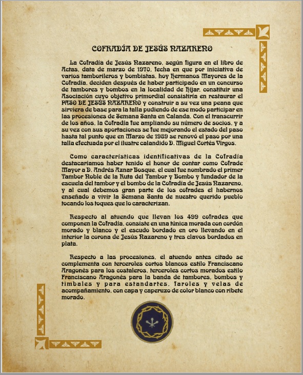 Pergamino Cofradía Jesús Nazareno 1970 - 2020